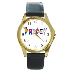 Pride Round Gold Metal Watch by Valentinaart