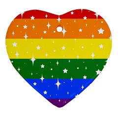 Sparkly Rainbow Flag Ornament (Heart)