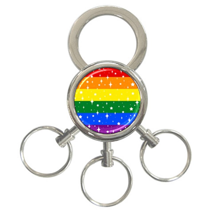 Sparkly Rainbow Flag 3-Ring Key Chains