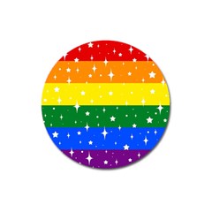 Sparkly Rainbow Flag Magnet 3  (Round)