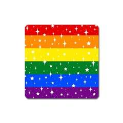 Sparkly Rainbow Flag Square Magnet