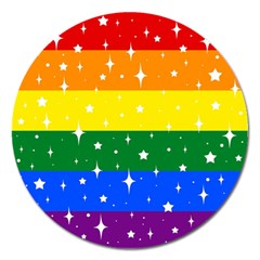 Sparkly Rainbow Flag Magnet 5  (round) by Valentinaart