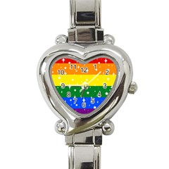 Sparkly Rainbow Flag Heart Italian Charm Watch