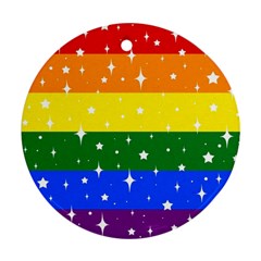 Sparkly Rainbow Flag Round Ornament (two Sides) by Valentinaart