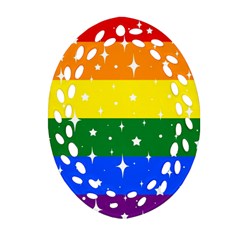 Sparkly Rainbow Flag Oval Filigree Ornament (two Sides) by Valentinaart