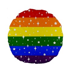 Sparkly Rainbow Flag Standard 15  Premium Flano Round Cushions