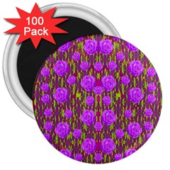 Roses Dancing On A Tulip Field Of Festive Colors 3  Magnets (100 Pack) by pepitasart