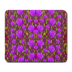 Roses Dancing On A Tulip Field Of Festive Colors Large Mousepads by pepitasart