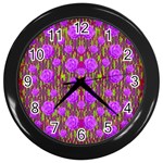 Roses Dancing On A Tulip Field Of Festive Colors Wall Clocks (Black) Front