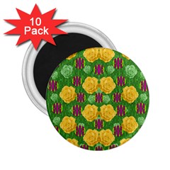 Roses Dancing On  Tulip Fields Forever 2 25  Magnets (10 Pack)  by pepitasart