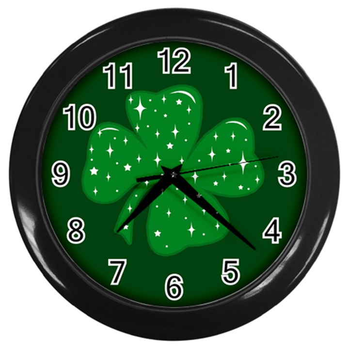 Sparkly Clover Wall Clocks (Black)