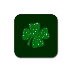 Sparkly Clover Rubber Coaster (square)  by Valentinaart