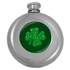 Sparkly Clover Round Hip Flask (5 Oz) by Valentinaart