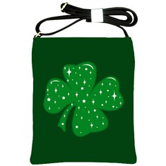 Sparkly Clover Shoulder Sling Bags by Valentinaart