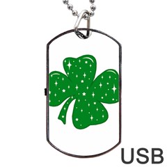 Sparkly Clover Dog Tag Usb Flash (two Sides)