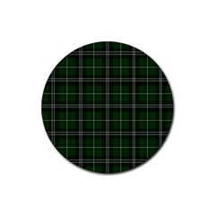 Green Plaid Pattern Rubber Round Coaster (4 Pack)  by Valentinaart