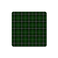 Green Plaid Pattern Square Magnet by Valentinaart
