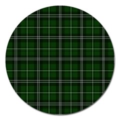 Green Plaid Pattern Magnet 5  (Round)