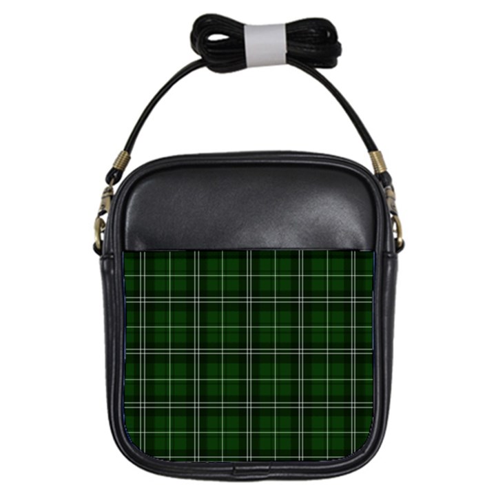 Green Plaid Pattern Girls Sling Bags