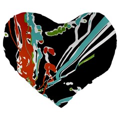 Multicolor Abstract Design Large 19  Premium Heart Shape Cushions by dflcprints