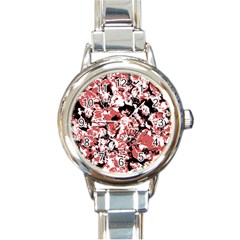 Textured Floral Collage Round Italian Charm Watch