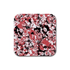 Textured Floral Collage Rubber Square Coaster (4 pack) 