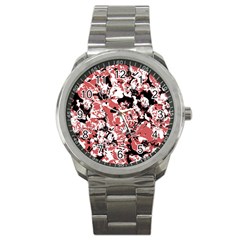 Textured Floral Collage Sport Metal Watch