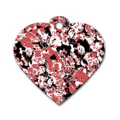 Textured Floral Collage Dog Tag Heart (Two Sides)