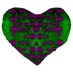 The Pixies Dance On Green In Peace Large 19  Premium Flano Heart Shape Cushions by pepitasart