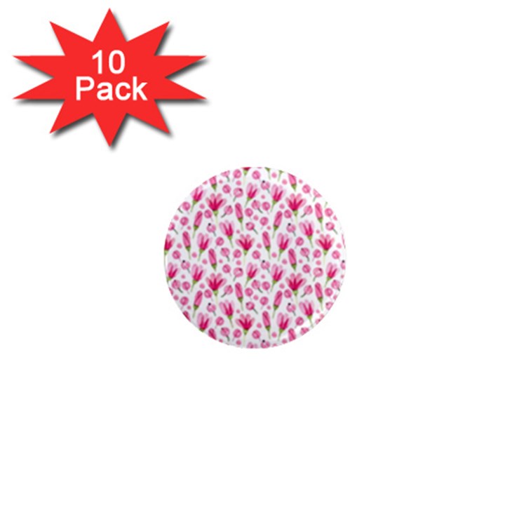 Watercolor Spring Flowers pattern 1  Mini Magnet (10 pack) 