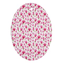 Watercolor Spring Flowers Pattern Oval Ornament (two Sides)