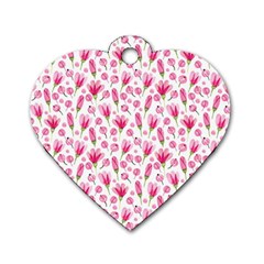 Watercolor Spring Flowers Pattern Dog Tag Heart (two Sides) by TastefulDesigns