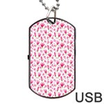 Watercolor Spring Flowers pattern Dog Tag USB Flash (Two Sides) Front