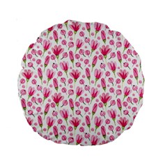 Watercolor Spring Flowers Pattern Standard 15  Premium Round Cushions