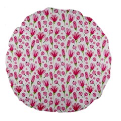 Watercolor Spring Flowers Pattern Large 18  Premium Flano Round Cushions