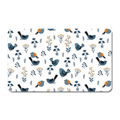 Spring Flowers And Birds Pattern Magnet (rectangular)