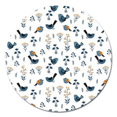 Spring Flowers And Birds Pattern Magnet 5  (round)