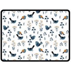 Spring Flowers And Birds Pattern Double Sided Fleece Blanket (large) 