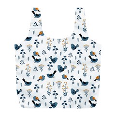 Spring Flowers And Birds Pattern Full Print Recycle Bags (l)  by TastefulDesigns