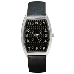 Dark Ethnic Stars Motif Pattern Barrel Style Metal Watch by dflcprints