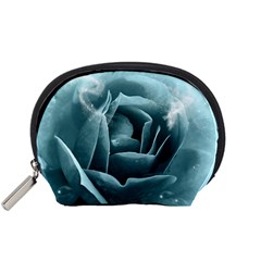 Beautiful Blue Roses With Water Drops Accessory Pouches (small)  by FantasyWorld7