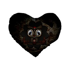 Wonderful Cute  Steampunk Owl Standard 16  Premium Heart Shape Cushions by FantasyWorld7