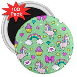 Cute Unicorn Pattern 3  Magnets (100 pack) Front