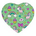 Cute Unicorn Pattern Heart Ornament (Two Sides) Front