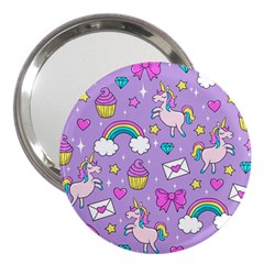 Cute Unicorn Pattern 3  Handbag Mirrors by Valentinaart