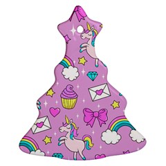 Cute Unicorn Pattern Christmas Tree Ornament (two Sides) by Valentinaart