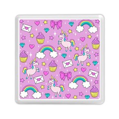 Cute Unicorn Pattern Memory Card Reader (square)  by Valentinaart