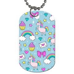 Cute Unicorn Pattern Dog Tag (two Sides) by Valentinaart