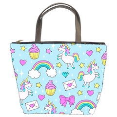 Cute Unicorn Pattern Bucket Bags by Valentinaart