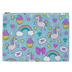 Cute Unicorn Pattern Cosmetic Bag (xxl)  by Valentinaart